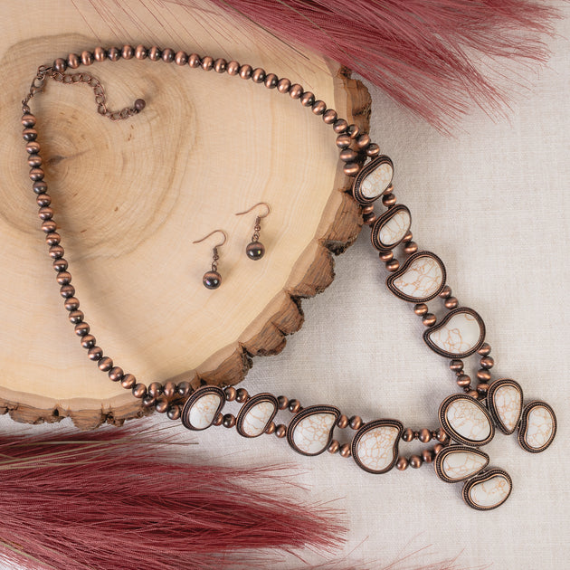 72943 Squash Blossom Necklace Ivory & Copper Your Fashion Wholesale