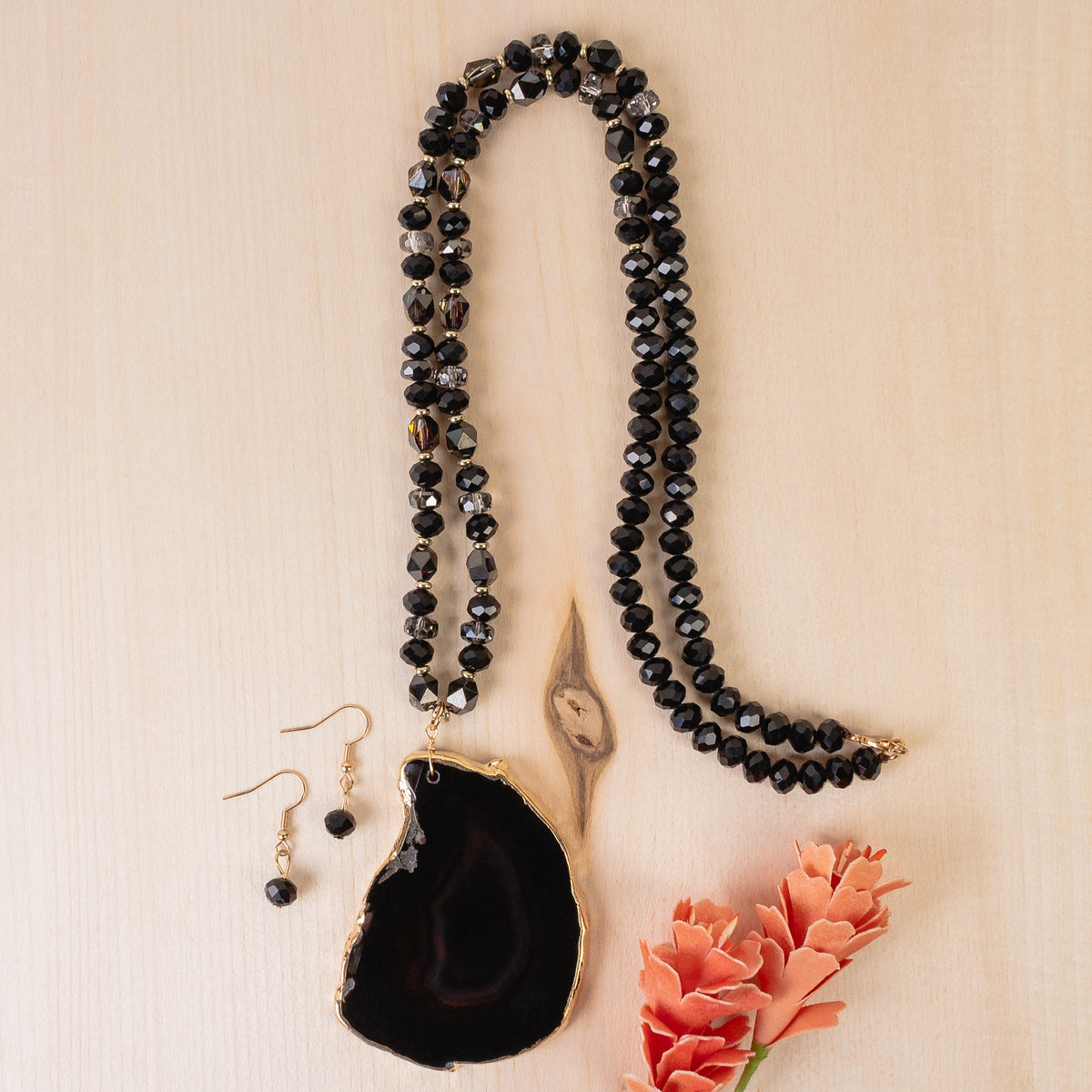 72976 - Natural Stone Necklace - Black