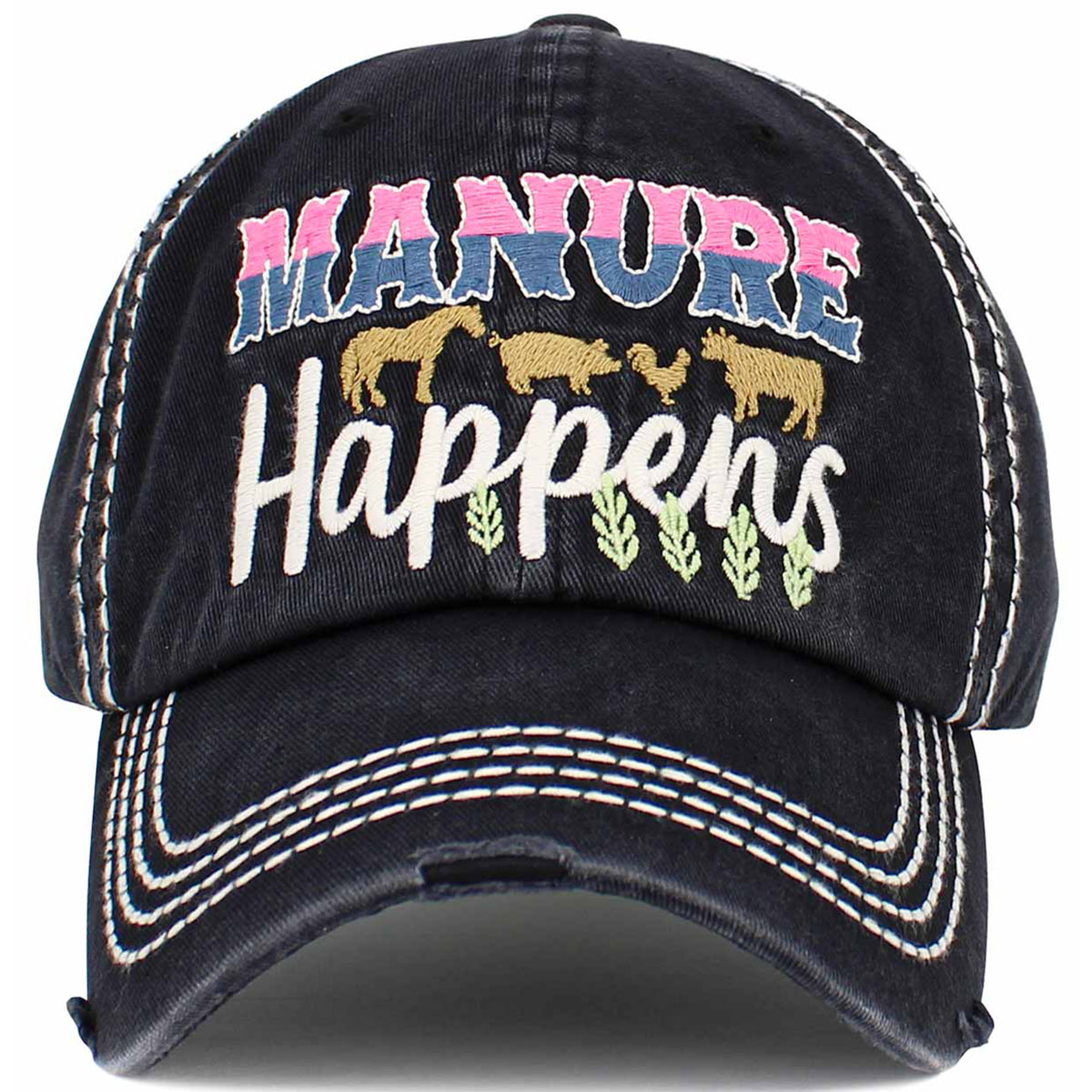 1530 - Manure Happens Hat - Black