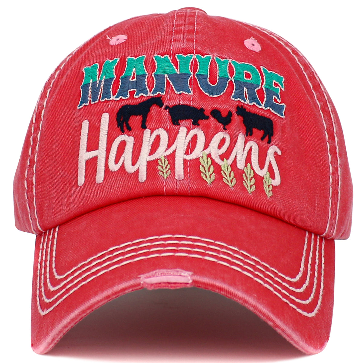 1530 - Manure Happens Hat - Hot Pink