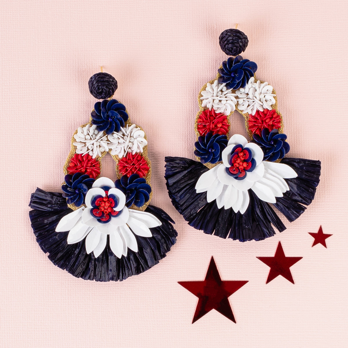 1535 - Fourth of July Earrings - Red, White, & Blue