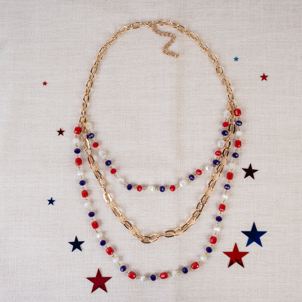 72954 - 4th of July Necklace - Red, White, & Blue