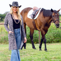 Load image into Gallery viewer, 10288 - Leopard Cardigan with Pockets - Grey Leopard
