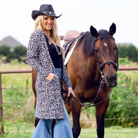 Load image into Gallery viewer, 10288 - Leopard Cardigan with Pockets - Grey Leopard
