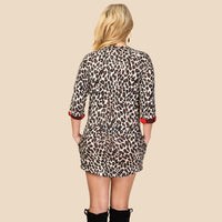 Load image into Gallery viewer, 10373 - Leopard Cuff Tunic Dress with Pockets and Sequin
