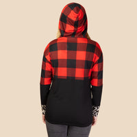 Load image into Gallery viewer, 10431 - Buffalo Plaid Hoodie Top with Leopard Accents
