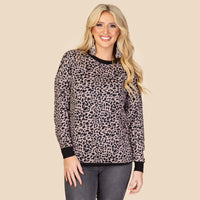 Load image into Gallery viewer, 10433 - Leopard Print Long Sleeve Top - Pink
