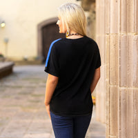 Load image into Gallery viewer, 10565 - Leopard Color Block Half Sleeve Top - Royal Blue
