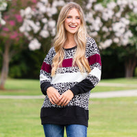 Load image into Gallery viewer, 10600 - Long Sleeve Leopard Color Block Top
