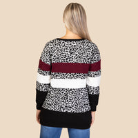 Load image into Gallery viewer, 10600 - Long Sleeve Leopard Color Block Top
