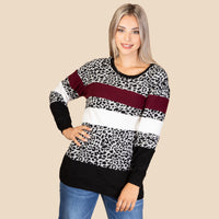 Load image into Gallery viewer, 10600 - Long Sleeve Leopard Color Block Top
