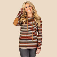 Load image into Gallery viewer, 10616 - Striped Hoodie with Elbow Patches and Pockets
