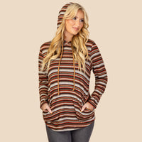 Load image into Gallery viewer, 10616 - Striped Hoodie with Elbow Patches and Pockets
