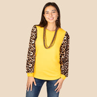 Load image into Gallery viewer, 10620 - Leopard Long Sleeve Puffed Top - Gold
