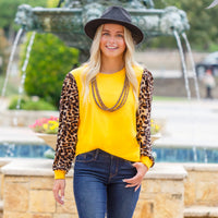 Load image into Gallery viewer, 10620 - Leopard Long Sleeve Puffed Top - Gold
