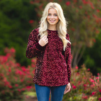 Load image into Gallery viewer, 10654 - Sequin Long Sleeve Top - Maroon
