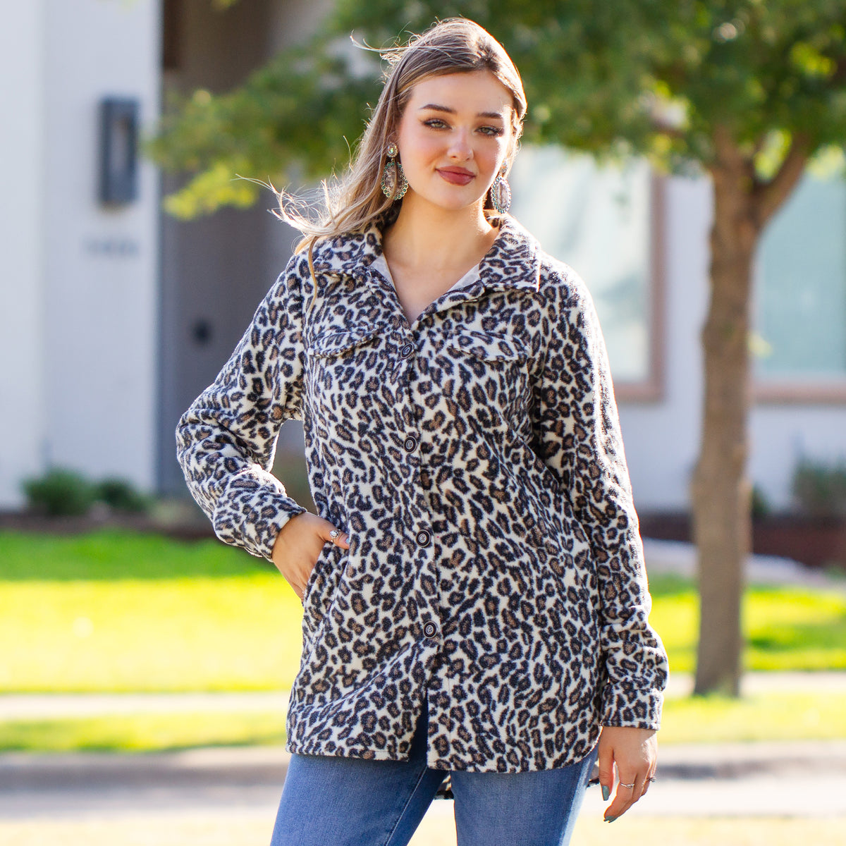 10662 - Leopard Shacket with Pockets