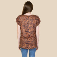 Load image into Gallery viewer, 10704 - Leopard Top with Ruffle Accents - Brown
