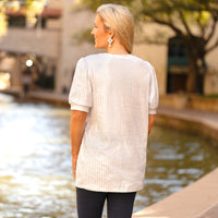 Load image into Gallery viewer, 10717 - Sequin Half Sleeve Top - White
