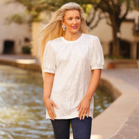 Load image into Gallery viewer, 10717 - Sequin Half Sleeve Top - White
