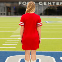 Load image into Gallery viewer, 10719 - Game Day Sequin T Shirt Dress with Pockets - Red
