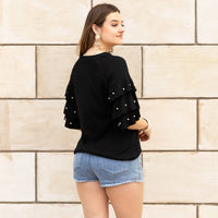 Load image into Gallery viewer, 10735 - Ruffle Sleeves Pearl Embellished Top
