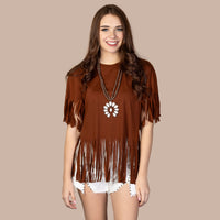 Load image into Gallery viewer, 10736 - Half Sleeve Top with Fringe

