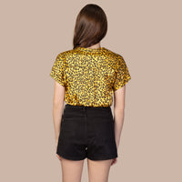 Load image into Gallery viewer, 10742 - Leopard Button Down Half Sleeve Top - Yellow
