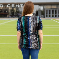 Load image into Gallery viewer, 10746 - Multi Color Sequin Half Sleeve Top
