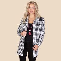 Load image into Gallery viewer, 10904 - Houndstooth Pattern Shacket with Pockets - Black White
