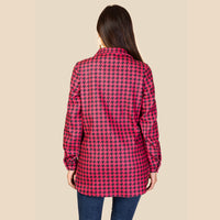 Load image into Gallery viewer, 10904 - Houndstooth Pattern Shacket with Pockets - Pink
