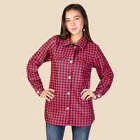 Load image into Gallery viewer, 10904 - Houndstooth Pattern Shacket with Pockets - Pink

