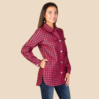 Load image into Gallery viewer, 10904 - Houndstooth Pattern Shacket with Pockets - Pink
