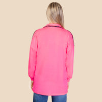 Load image into Gallery viewer, 10907 - Sequin Pull Over with Zipper - Hot Pink
