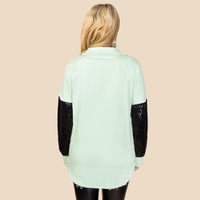 Load image into Gallery viewer, 10909 - Shacket with Sequin Sleeves - Mint
