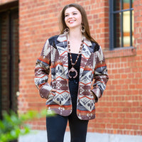 Load image into Gallery viewer, 10918 - Western Print Blazer with Sequin and Pockets
