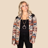 Load image into Gallery viewer, 10918 - Western Print Blazer with Sequin and Pockets
