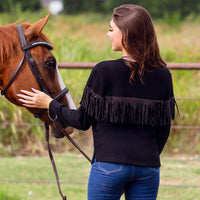 Load image into Gallery viewer, 10919 - Embellished Fringe Long Sleeve Top
