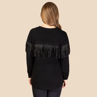 Load image into Gallery viewer, 10919 - Embellished Fringe Long Sleeve Top
