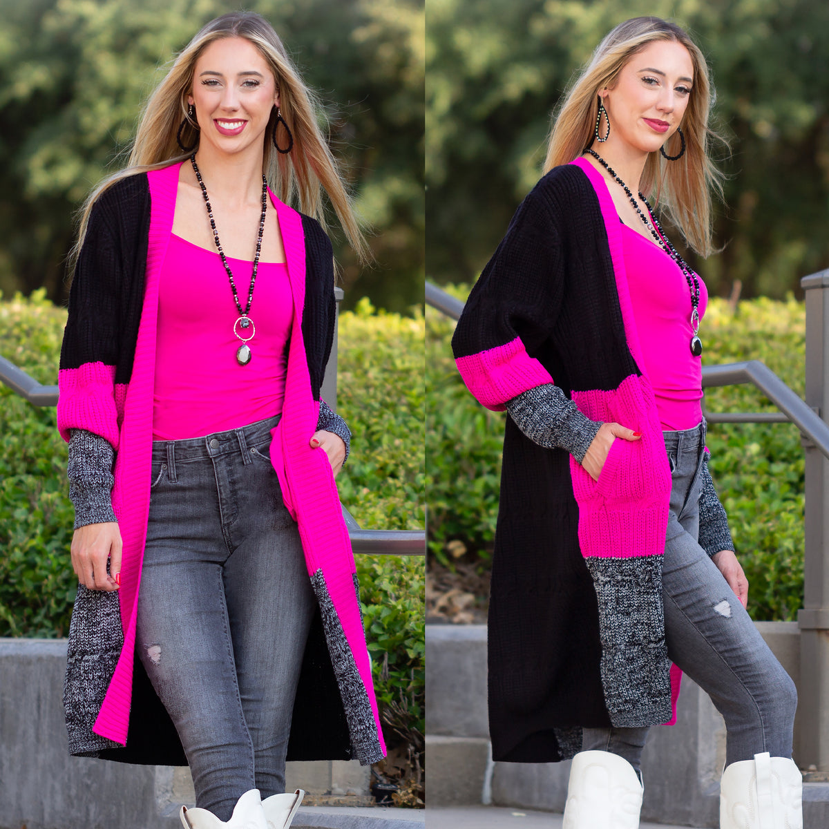 10920 - Color Block Cardigan with Pockets