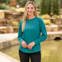 Load image into Gallery viewer, 10923 - Embellished Long Sleeve Top - Teal
