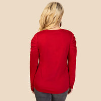 Load image into Gallery viewer, 10931 - Ruffle Sleeve Top with Button Accents - Maroon
