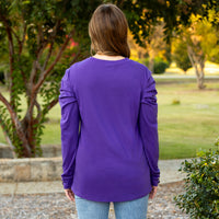 Load image into Gallery viewer, 10931 - Ruffle Sleeve Top with Button Accents - Purple
