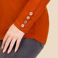 Load image into Gallery viewer, 10931 - Ruffle Sleeve Top with Button Accents - Rust
