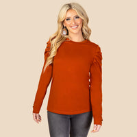 Load image into Gallery viewer, 10931 - Ruffle Sleeve Top with Button Accents - Rust
