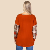 Load image into Gallery viewer, 10936 - Long Sleeve Top with Plaid Sleeves
