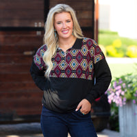 Load image into Gallery viewer, 10939 - Half Zip Geometric Print Sweatshirt
