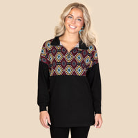Load image into Gallery viewer, 10939 - Half Zip Geometric Print Sweatshirt
