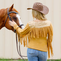 Load image into Gallery viewer, 10940 - Fringe and Sequin Long Sleeve Top
