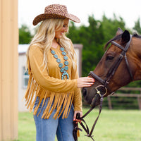 Load image into Gallery viewer, 10940 - Fringe and Sequin Long Sleeve Top
